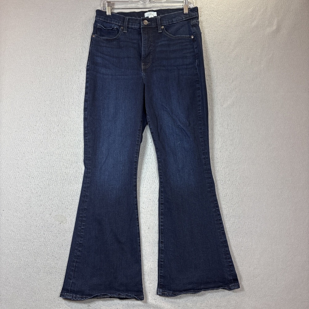 Maurices Flare Jeans Women's 12 Short Blue Denim High Rise stretch Bell Bottom